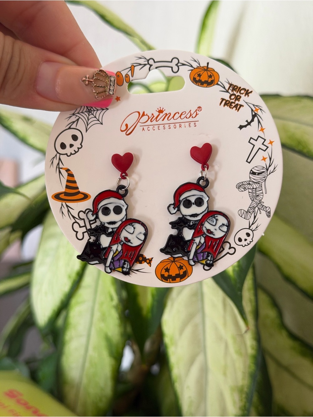 Red & Black Halloween Skeleton Earrings